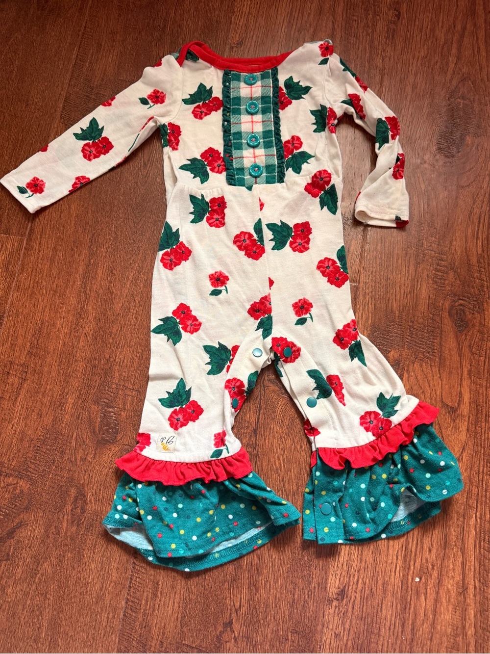 Wild Flowers Floral & Plaid Ruffle Romper 18m